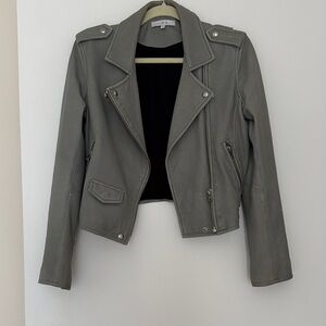 IRO Gray Lamb Leather Moto Jacket